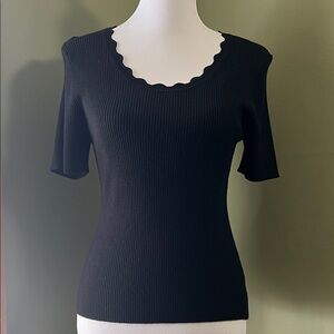 Scallop Necked Ribbed Top